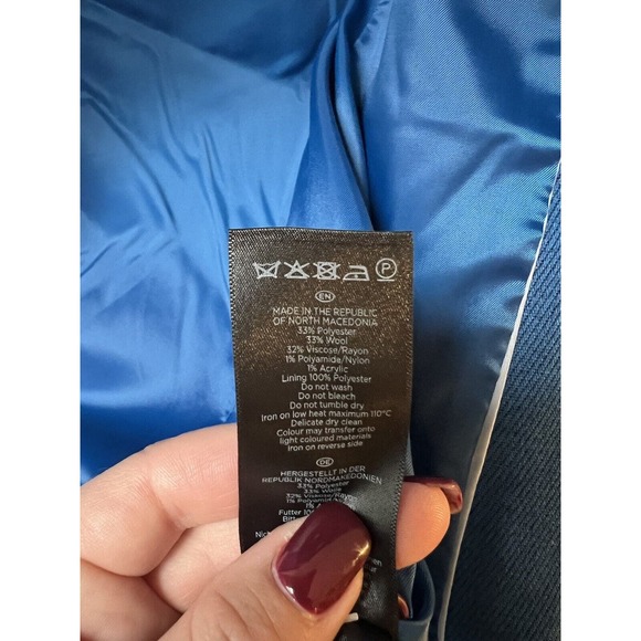 Hobbs Corina coat azure blue size 2 Wool Blend NWT - Picture 13 of 16